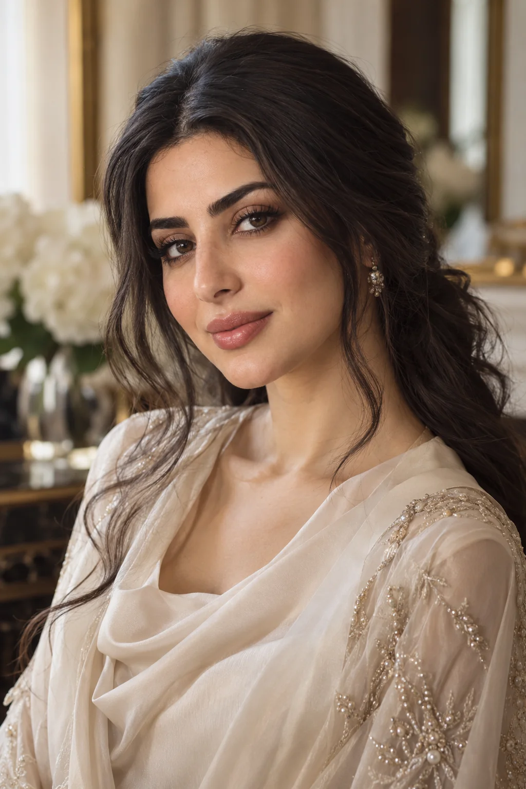 إطلالة مكياج وشعر أنيقة